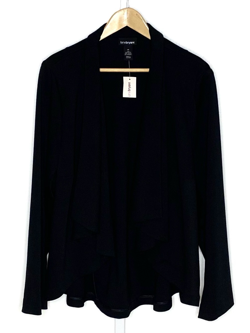 ✨NWT✨Lane Bryant | Black Draped Waterfall Open-Front Long-Sleeve Blazer Sz 26
